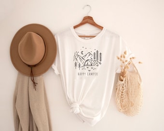 Happy Camper Lover, Camping Shirt, Camping Heart Shirt, Cute Hiking Shirt, Adventure Shirt, Camper Shirt, Gift for Her