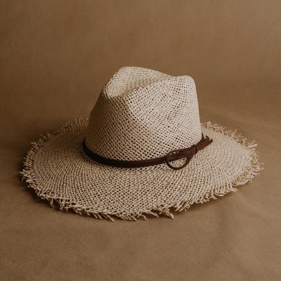 Straw Hat Summer Hat 's Women Stiff Brim Beach Hat Made in Mexico Paper  Straw Hat Brown Gambler Hat Sayulita 