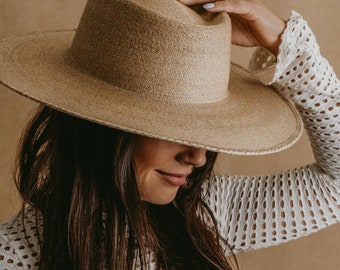 Palm Leaf hat Cowboy | Women's sun hats | Premium palm Leaf straw | Wide brim hat | Straw hat | Cottagecore