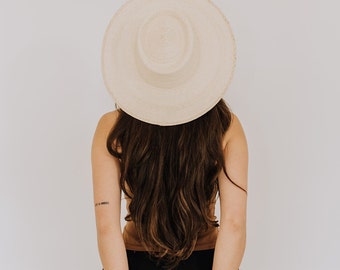 Palm leaf western hat | Summer hat with stiff flat and wide brim | Palm leaf | Women's sun hats