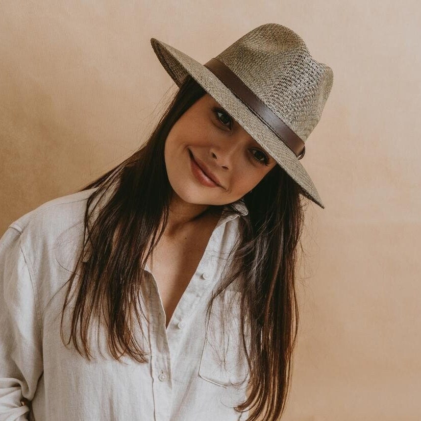 Green Panama Straw Fedora: Women's Summer Sun Hat