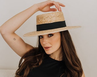 Canotier Boater Hat Women | Wide Brim Straw Hat
