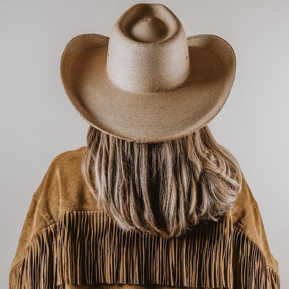Hperu Cappello da Cowboy Marrone Largo con Cappello da Cowgirl in Pelle Scamosciata per Uomini e Donne per la Festa