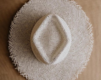 White beach hat |  Straw fedora | Wide brim hat | Boho summer hat | Women's sun hats