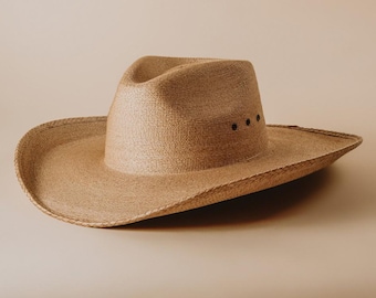 Handwoven Palm Leaf Cowboy Hat: Women's Western Sun Hat