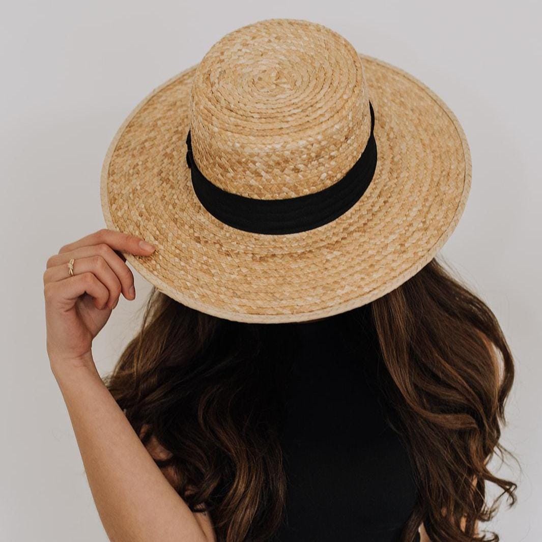 Palm Straw Boater Hat: Wide Brim Summer Wedding Sun Hat - Etsy display picture 2