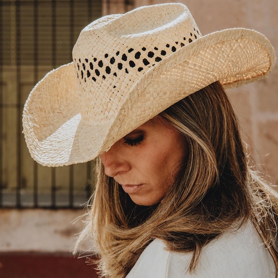 Unisex Western Straw Cowboy Hat Wide Brim Raffia Sun Hat Duke Raffia | Handwoven Straw Cowboy Hat for Summer – Will  main image 3