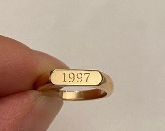 Year Date Number Engraved ring, Personalized Ring, Initial ring, Gift, Monogram Initial Ring, letter Ring, Pinky ring, handmade design