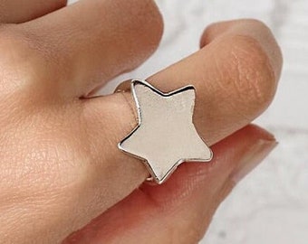 Star Ring chunky, Sterling silver 925