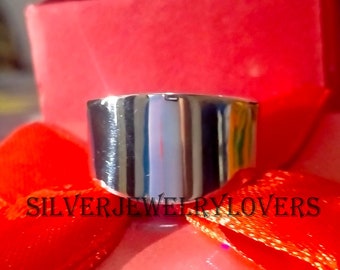 Wide Band Ring, 925 Sterling Silver Ring, Plain Band Ring, Thumb Ring, Statement Ring, Affordable Jewelry, Thick Wide Band, Boho Dome Ring