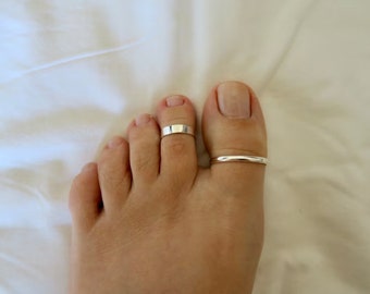 Toe Rings Set, Big Toe Ring with Wide Ring, Silver 925