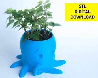 Octopus Planter Stl 3d Printer Files Digital Download