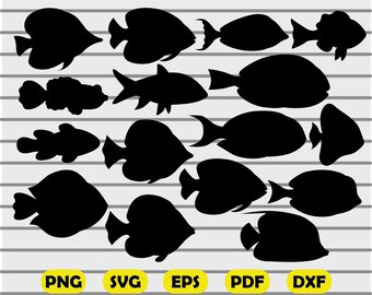 16 Fish SVG, Fishing SVG, Cricut, Clipart, Silhouette, Vector, Fisherman SVG, Vector, Dxf, Png, Eps