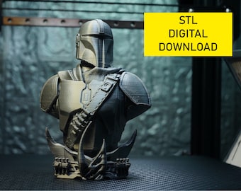Busto de Mandaloriano - Modelos 3D de Star Wars - Soporte gratuito y sin relleno Remix STL