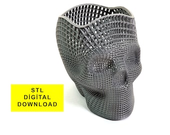 Skull holder, Planter, Vase Stl Files, Digital Download, 3d print pack Skull 3d format printer Low Poly