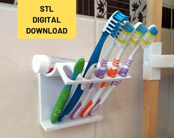 Brush Teeth Holder - 3d Print Stl File, Digital Download