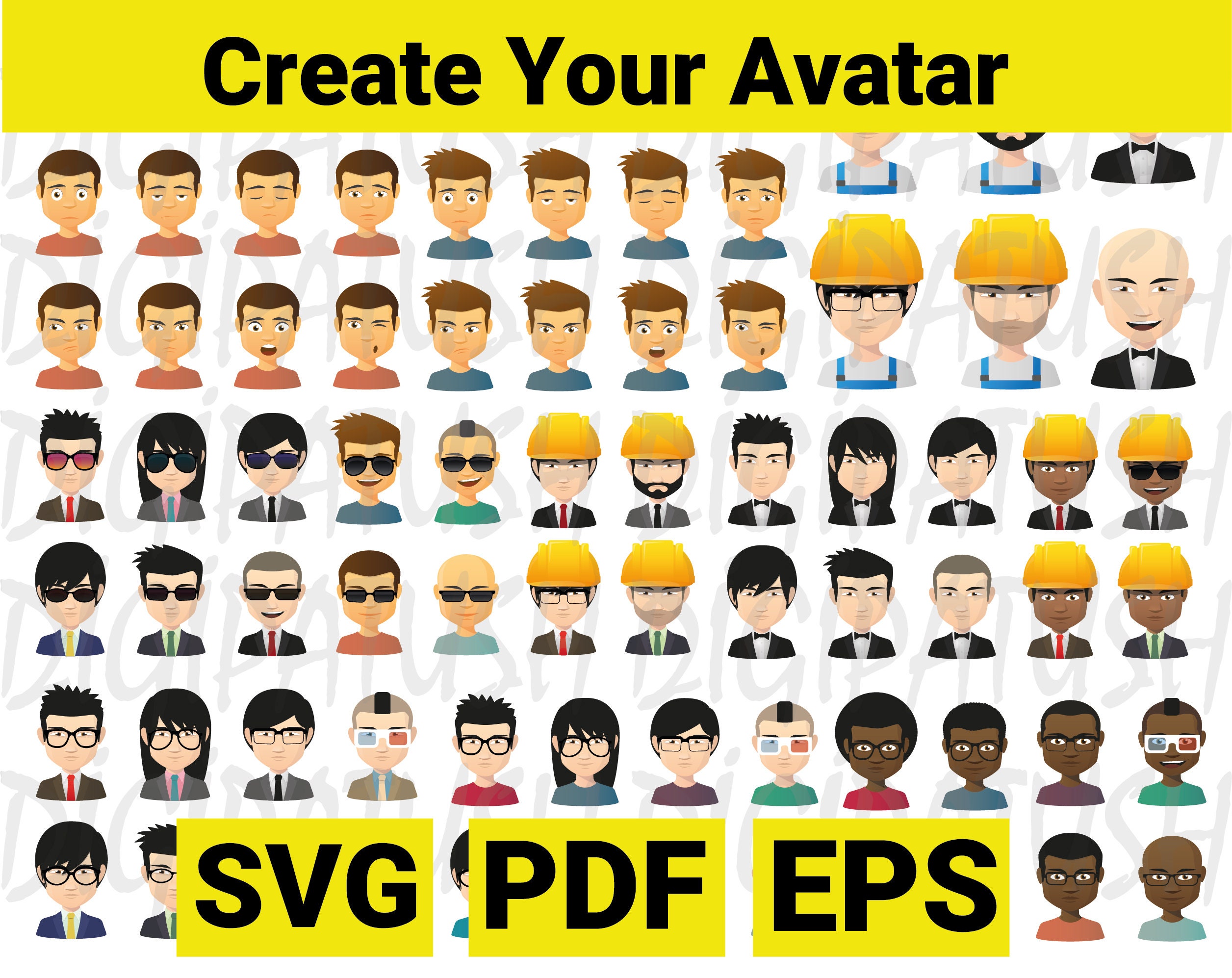 Create Your Avatar svg, eps, pdf, Custom Portrait Avatar Personalized Digital dowload Face Create Gift