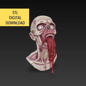 Zombie Bust - Halloween - Sculpture - 3d Print Stl File, Digital Download