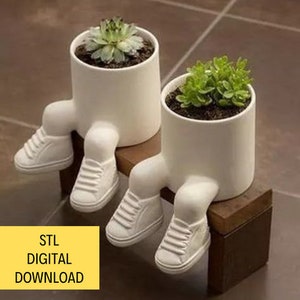 Sitting Plante - Cute Succulent Planter with Legs - People Planter - Plant Pot - Small Hanging Planter - 3d Print Stl File, Digital Download