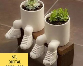 Sitting Plante - Cute Succulent Planter with Legs - People Planter - Plant Pot - Small Hanging Planter - 3d Print Stl File, Digital Download