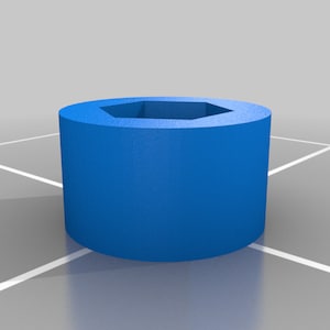 May include: A solid blue hexagonal nut with a smooth surface.