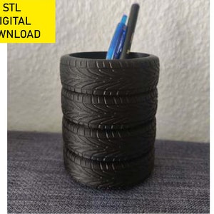 Wheel Desk Pen Holder 3d stl printing file Car Fan Pot