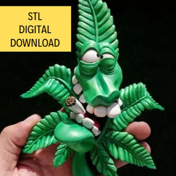 Crazy Weed - Funny Weed Figure- 3d Model - 3d Print Stl File, Digital Download