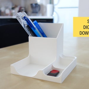 Desk Organizer - Without Glasses Hooks - 3d Print Stl File, Digital Download