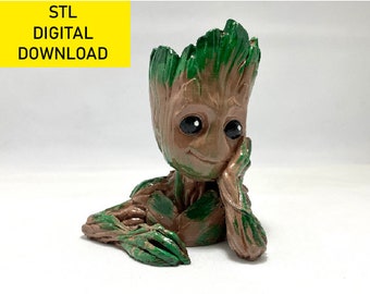 Baby Groot flower pot: "Gardens" of the Galaxy 3d Printing Stl File Digital Download