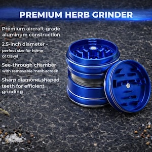 2.5" Aluminum Herb Grinder – 4 Piece Spice Grinder, Magnetic Lid, Diamond Teeth