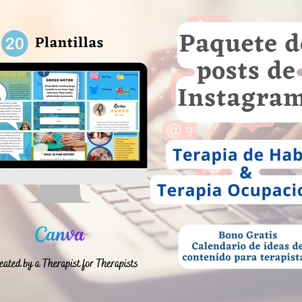 Paquete de plantillas para posts de instagram para Terapista de Habla y Ocupacional |Redes Sociales| Clinica Privada|SLP|OT|Espanol|