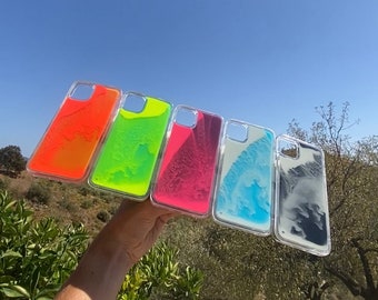 Neon Sand liquid Case, Glow In The Dark, For iPhone 7, 8, X, 11, 12, 13 Pro Max, XR, Casify copy