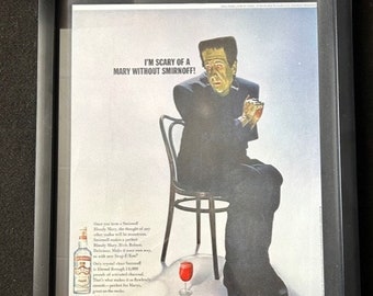 Vintage Framed Smirnoff Advertisement