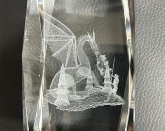 Assorted 3D Etched Glass Paperweights