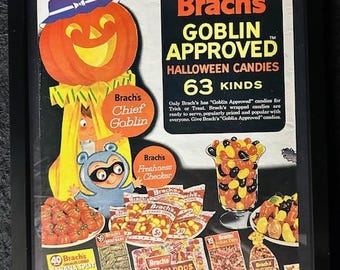 Framed 1963 Original Brach's Candy Halloween Advertisement