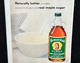 Original 1950's Vermont Maid Syrup Magazine Advertisement