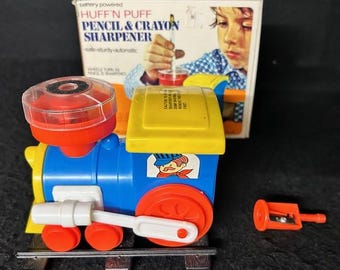 Vintage 1975 Huff N' Puff Train on Track Pencil & Crayon Sharpener