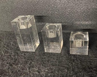 Set of 3 Glass Candle Holders