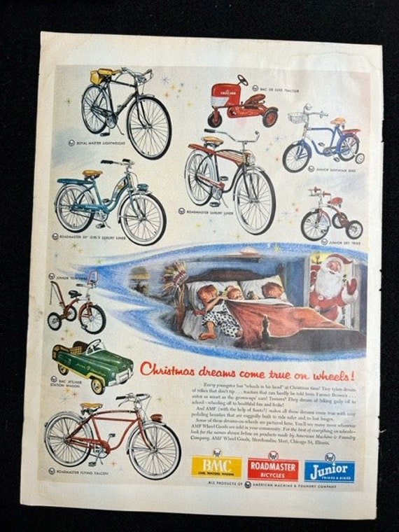 Vintage Roadmaster Bicycle Advertisement Etsy