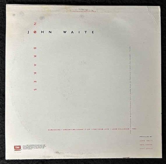 1984 John Waite - No Brakes Vinyl Record - Etsy