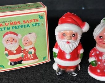 Vintage Mr. and Mrs. Santa Salt & Pepper Shakers