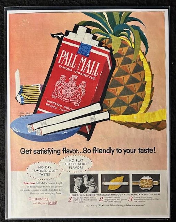 pall mall cigarette flavors Mexico W2 05 The overall paper size is inches and the image size is inches Vintage Pall Mall Cigarettes Ad