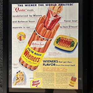Framed Original 1940's Vintage Advertisements