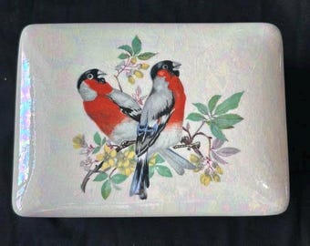 Vintage Holland Mold Trinket Box featuring Bullfinches