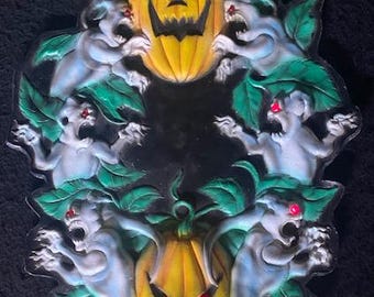 Pumpkin/Ghost Door or Wall Decoration with Flashing LED Lights