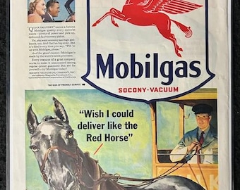Assorted Original 1940's and 1950's Mobilgas Advertisements