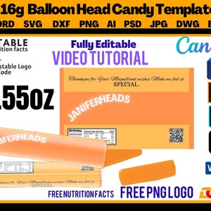 Air Candy wrapper, 0.55oz head candy template, Instant download 16g