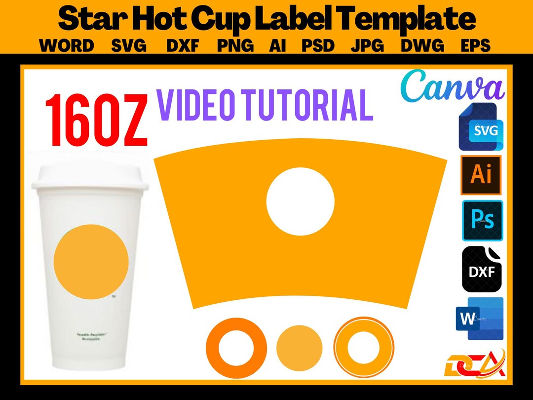Star Cup Label Template Svg, Star Mug Full Wrap Template Svg, 16oz Hot ...