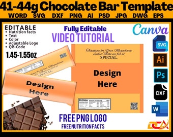 Chocolate bar wrapper template, Candy bar wrapper template 1.45OZ 1.55OZ