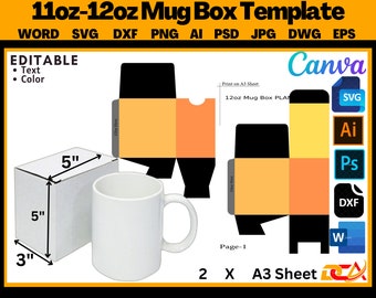 11oz Mug Box SVG Template: Cricut & Silhouette Cut Files